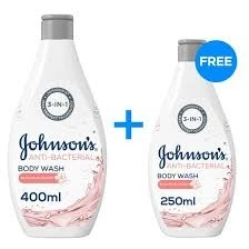 Johnsons Anti-Bacterial Body Wash Almond, 400ml + 250 ml Free