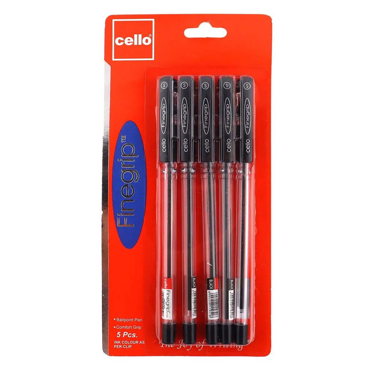 Cello Fine Grip Ball Pen Black 5'S - view 1