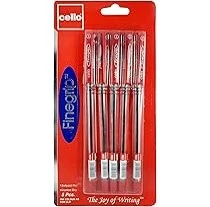 Cello Fine Grip Ball Pen Red 5'S