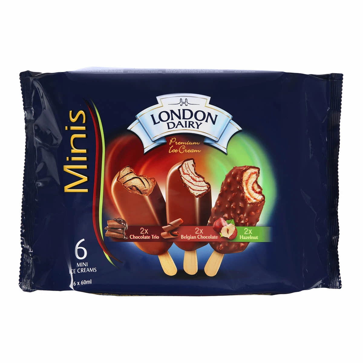 London Dairy Mini Ice Cream Stick Trio Hazelnut 6X60ML