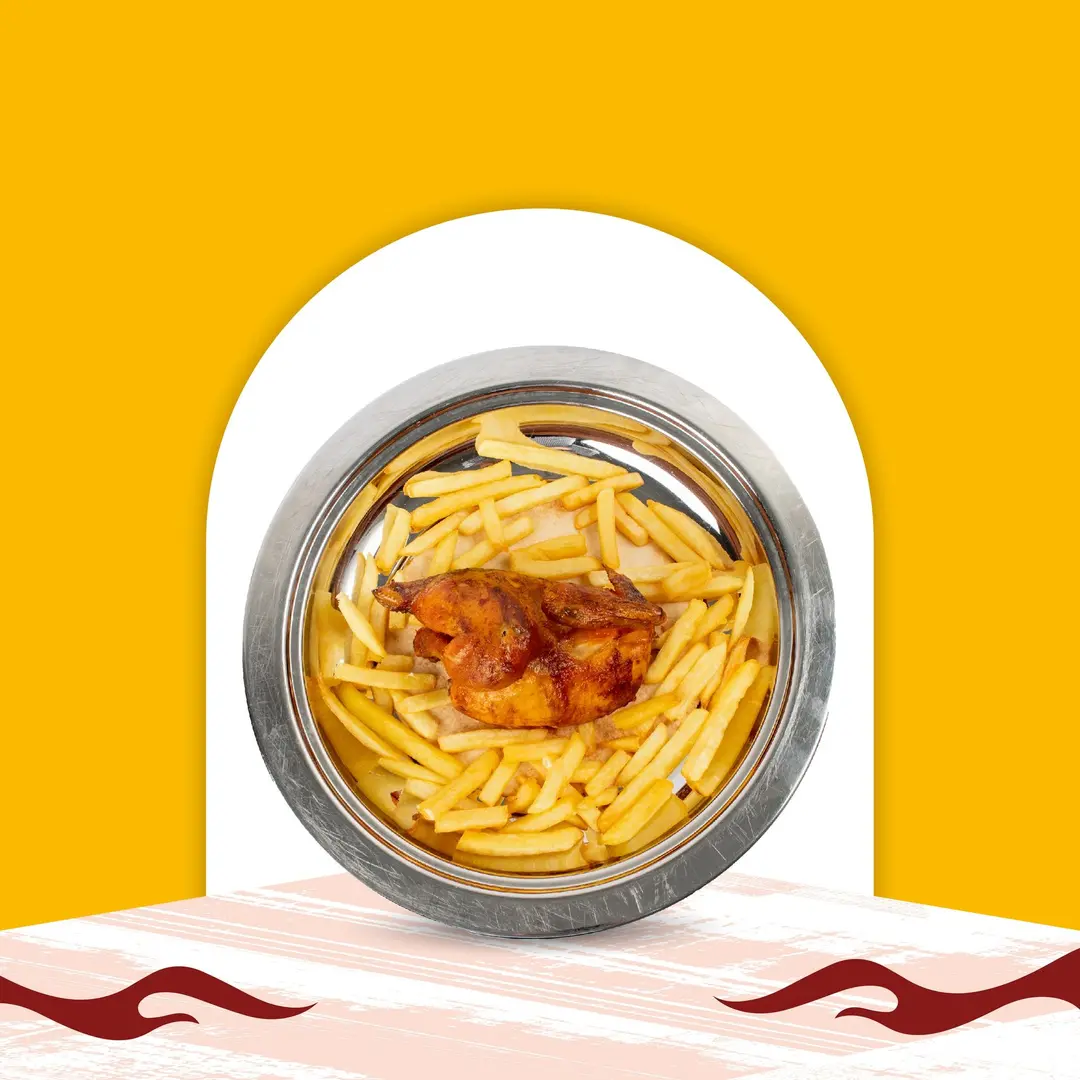 نص دجاج شواية مع البطاطس