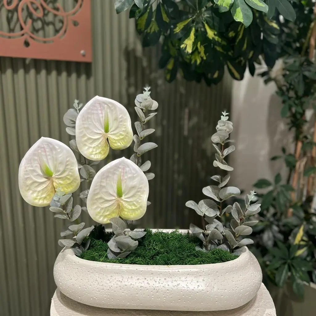 Artificial Roses with a Marble Base