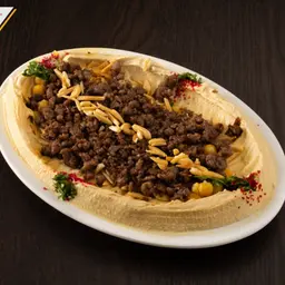 hummus with almonds and meat