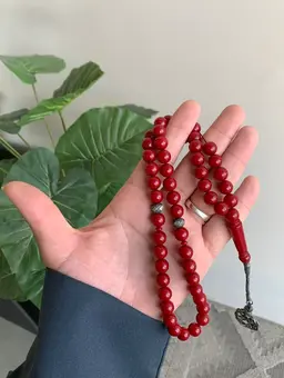 Red silver rosary