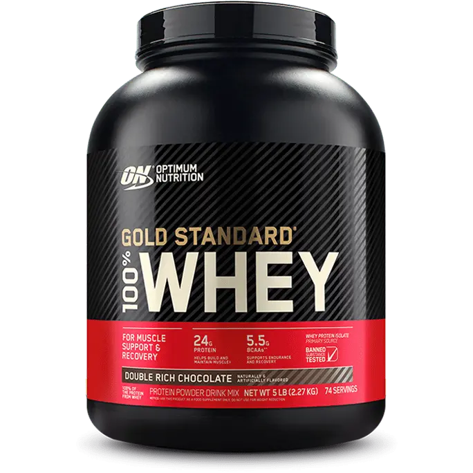 Optimum Nutrition Gold Standard 100% Whey Protein, Double Rich Chocolate, 5 LB