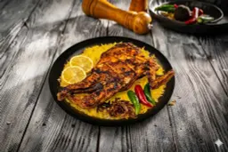 Half Grilled Chicken (Fah) Mandi Rice with Mathlotha