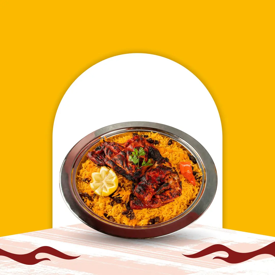 Half Charcoal-Grilled Spicy Chicken with Bukhari Rice