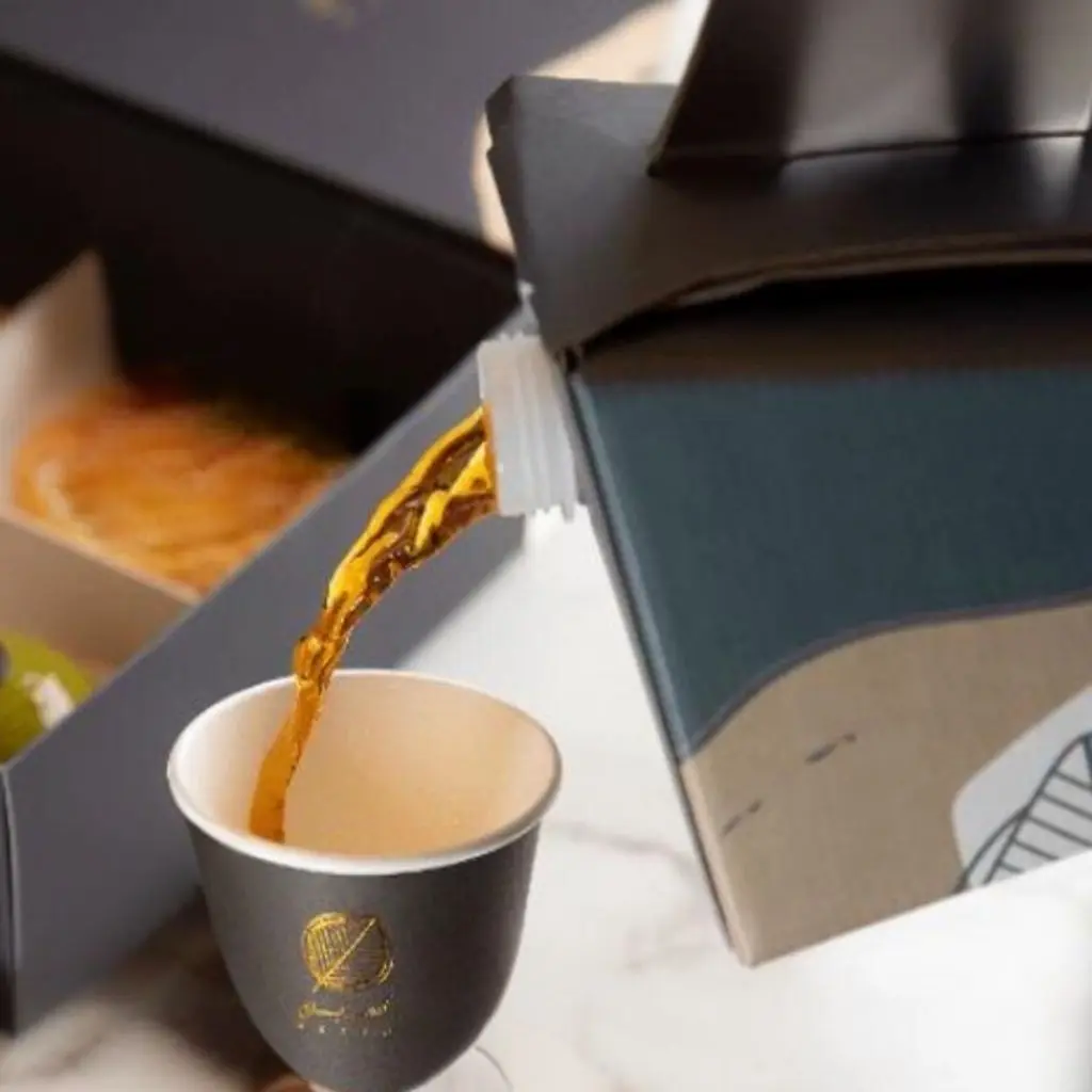 Offer Box Liter of Coffee with 3 Dessert Selections of Your Choice