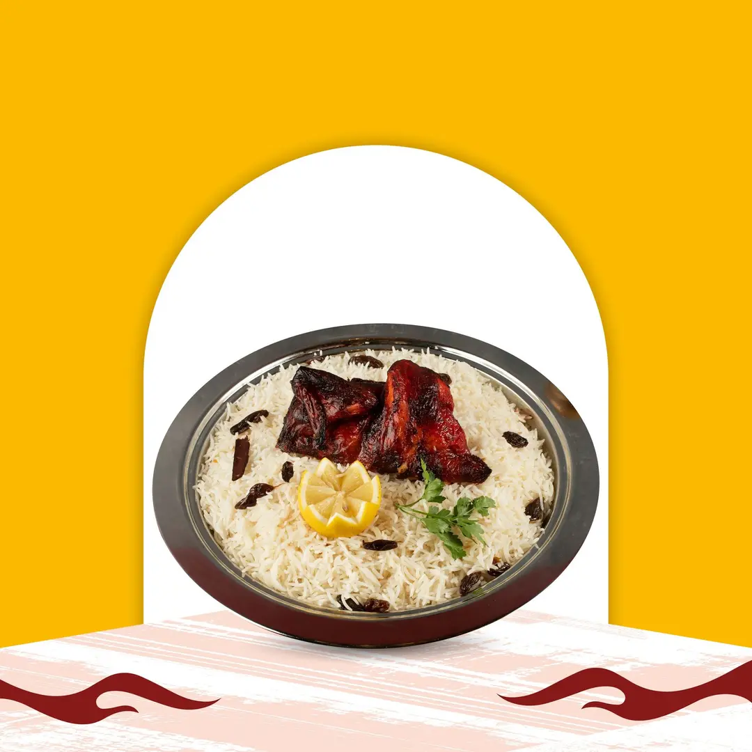 نص دجاج شواية مع الرز الشعبي