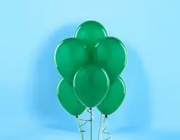 Five Green Helium Balloons 0179