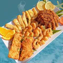 وجبة فيليه وحبار وروبيان مقلي