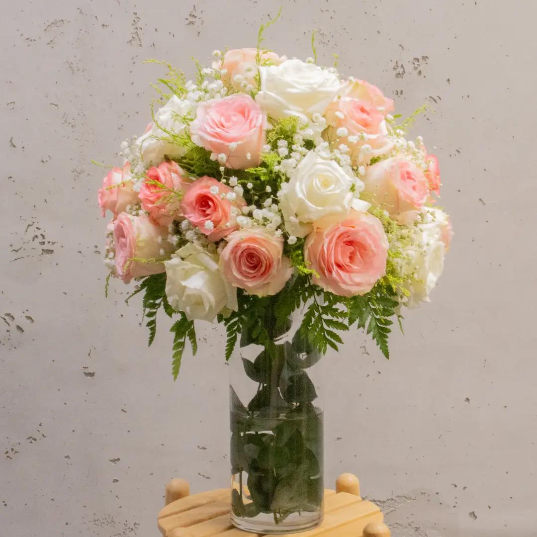 Classic Pink Flowers Vase