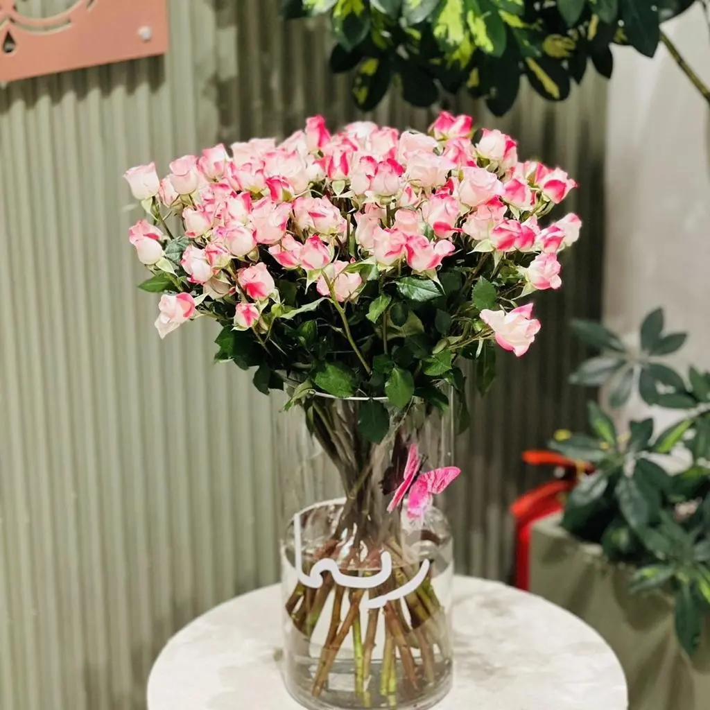 Natural Roses with a Vase