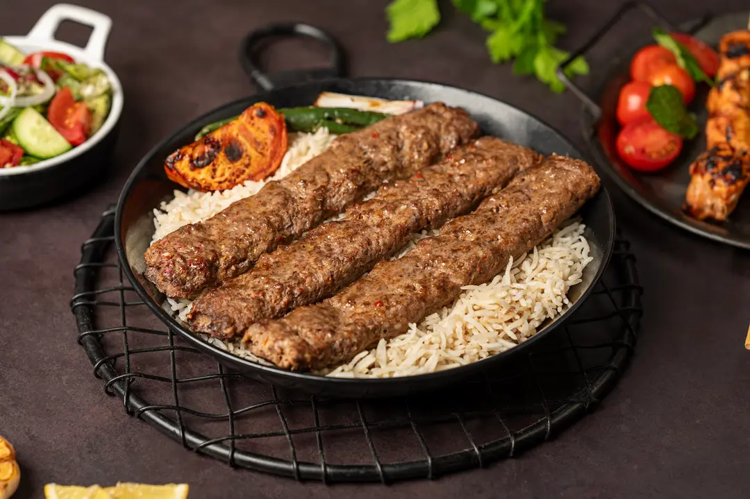 Meat Kebab Dish With Rice