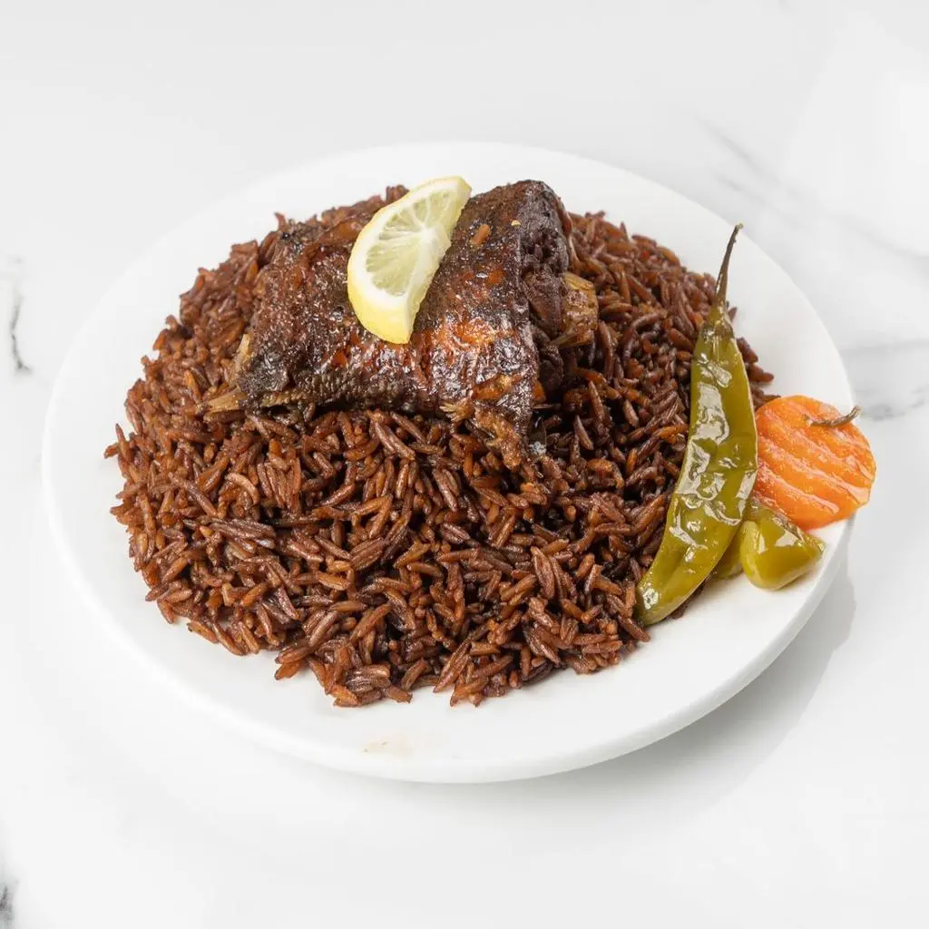 Coastal Sayadiyah Rice with Cooked Fish