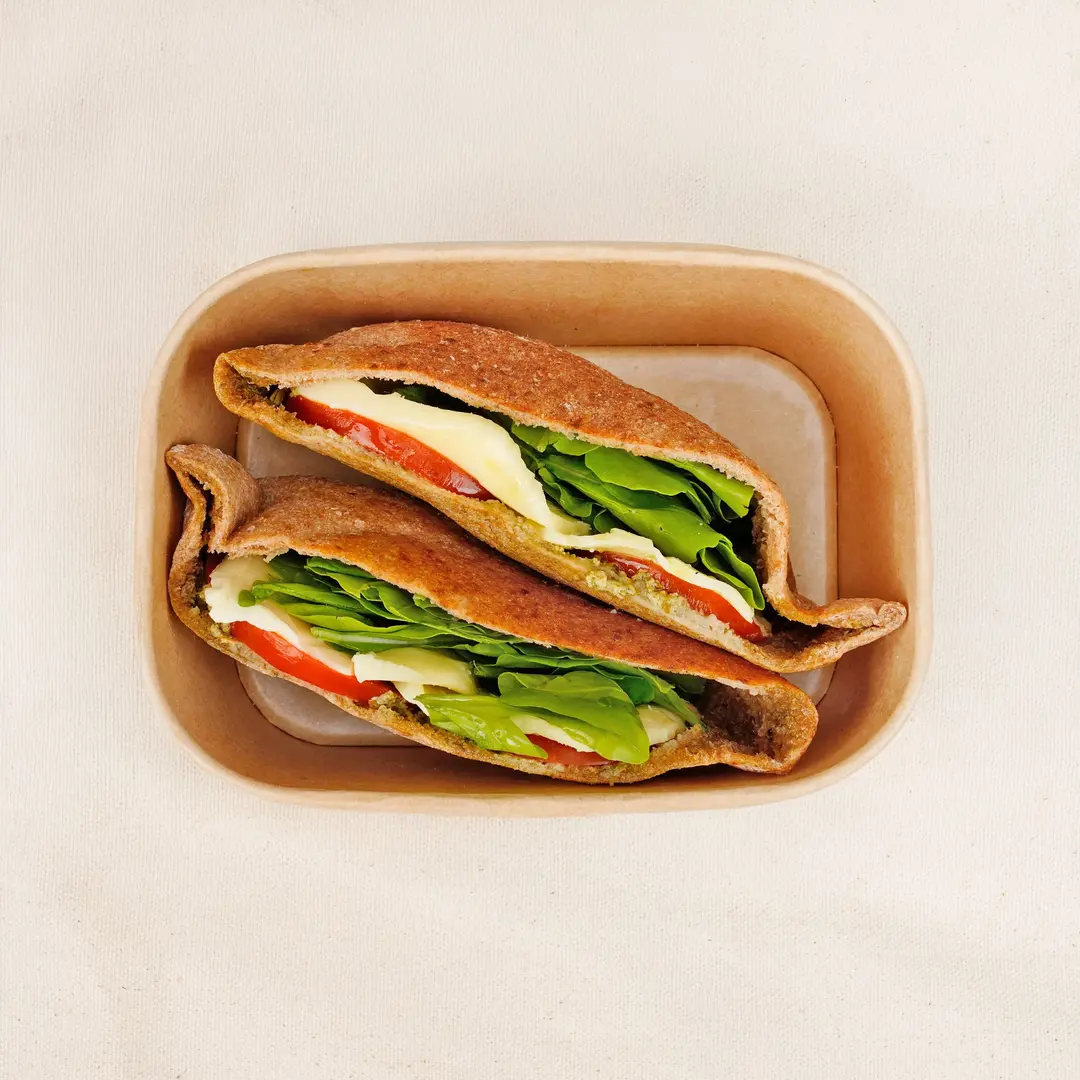 Mozzarella with Tomatoes and Basil Sandwich