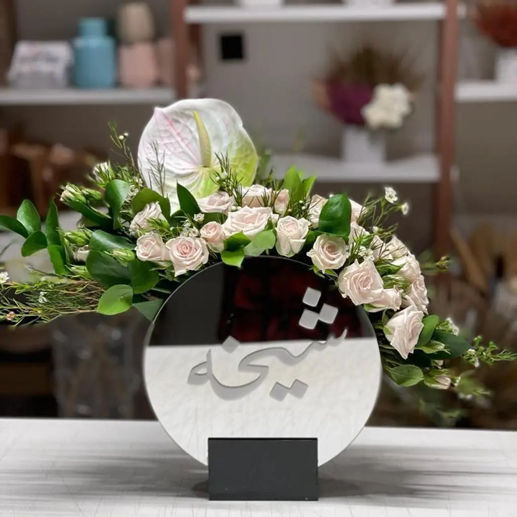 Natural Roses with a Wooden Vase