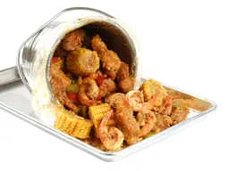 Seafood bucket with cajun sauce