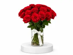 Vase with red roses