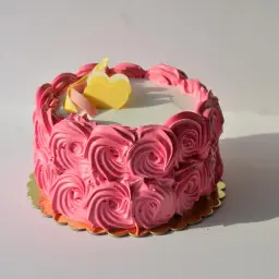 Vanilla Cake with Pink Decoration
