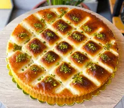 Basbousa with cream filling, round shape