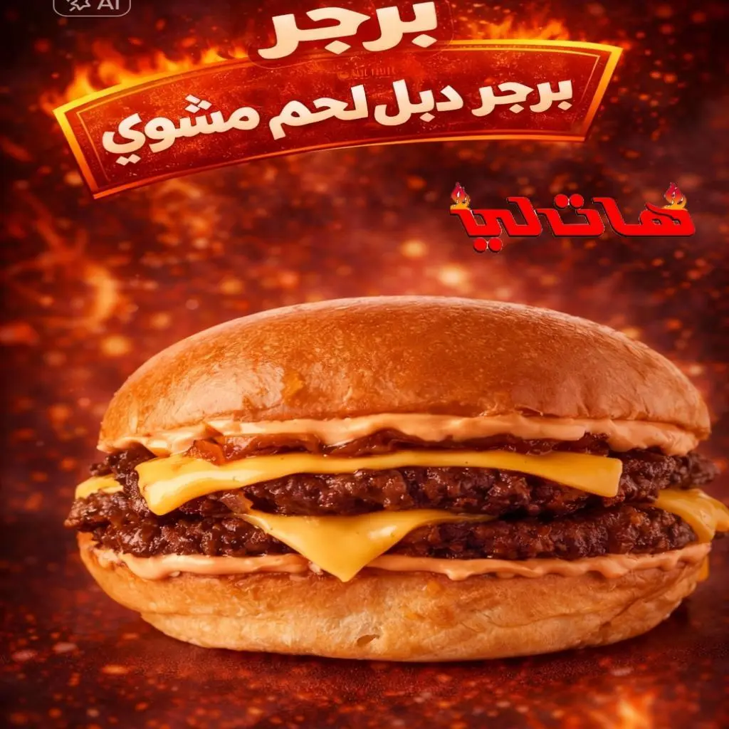 برجر دبل لحم مشوي
