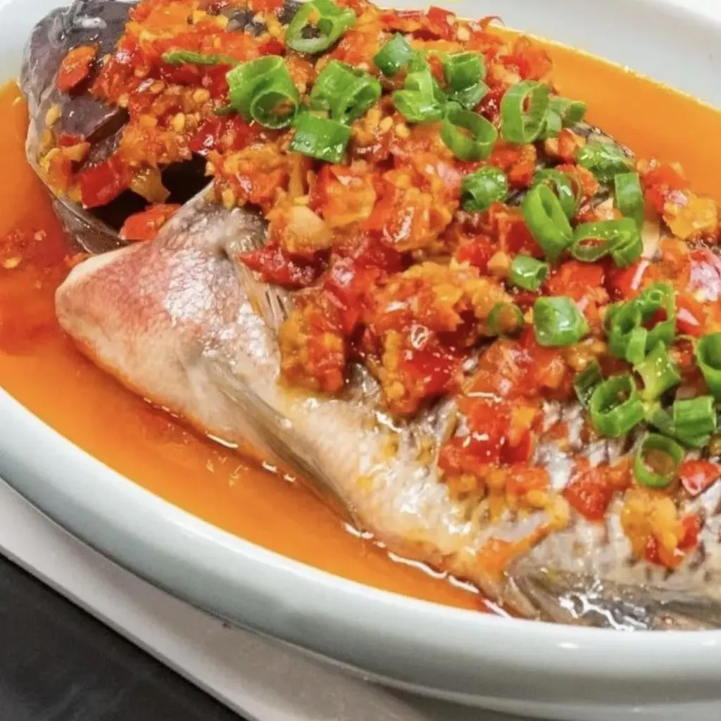 Steamed Fish with Spicy Kimchi
