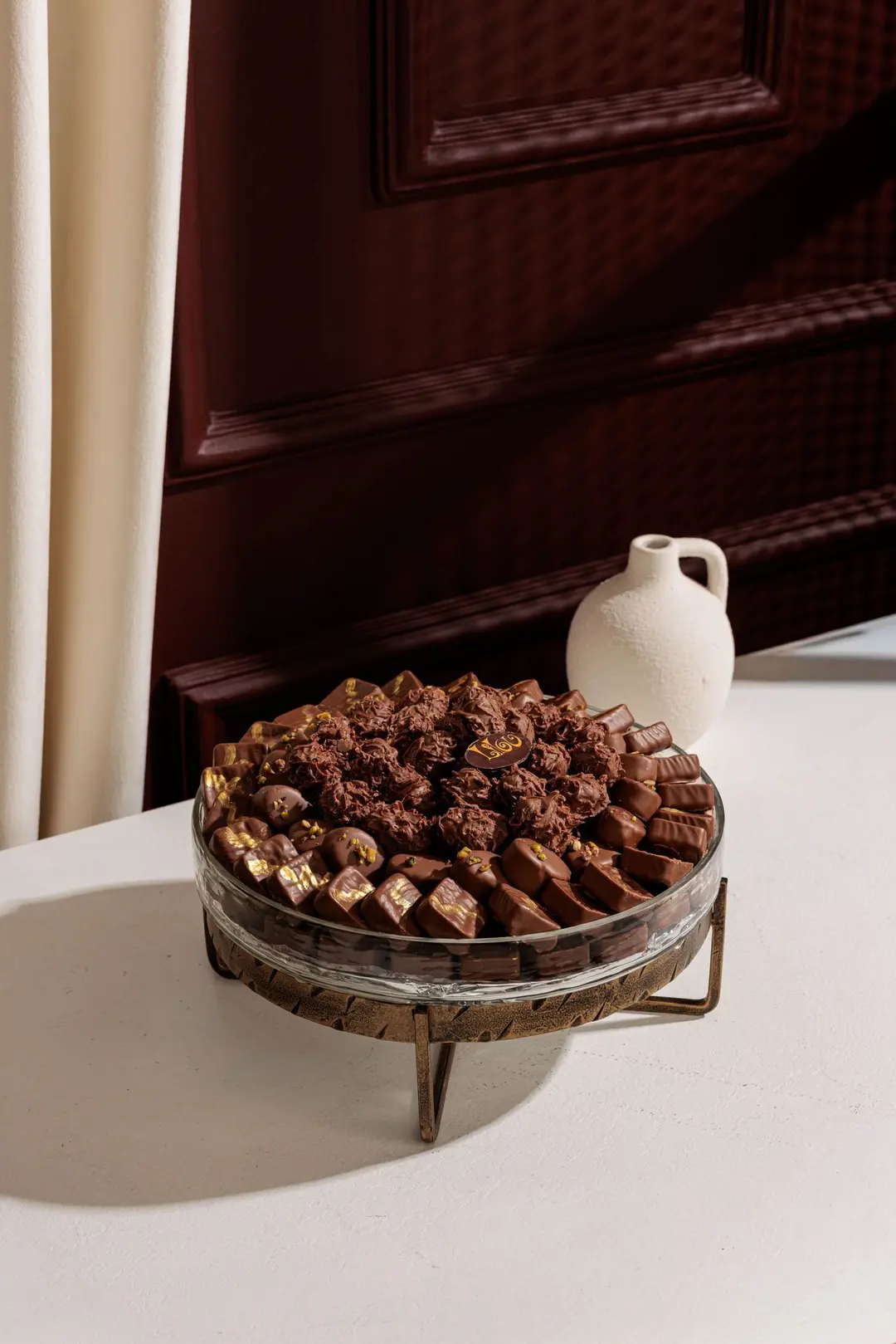 طبق الشوكولاتة الزجاجي