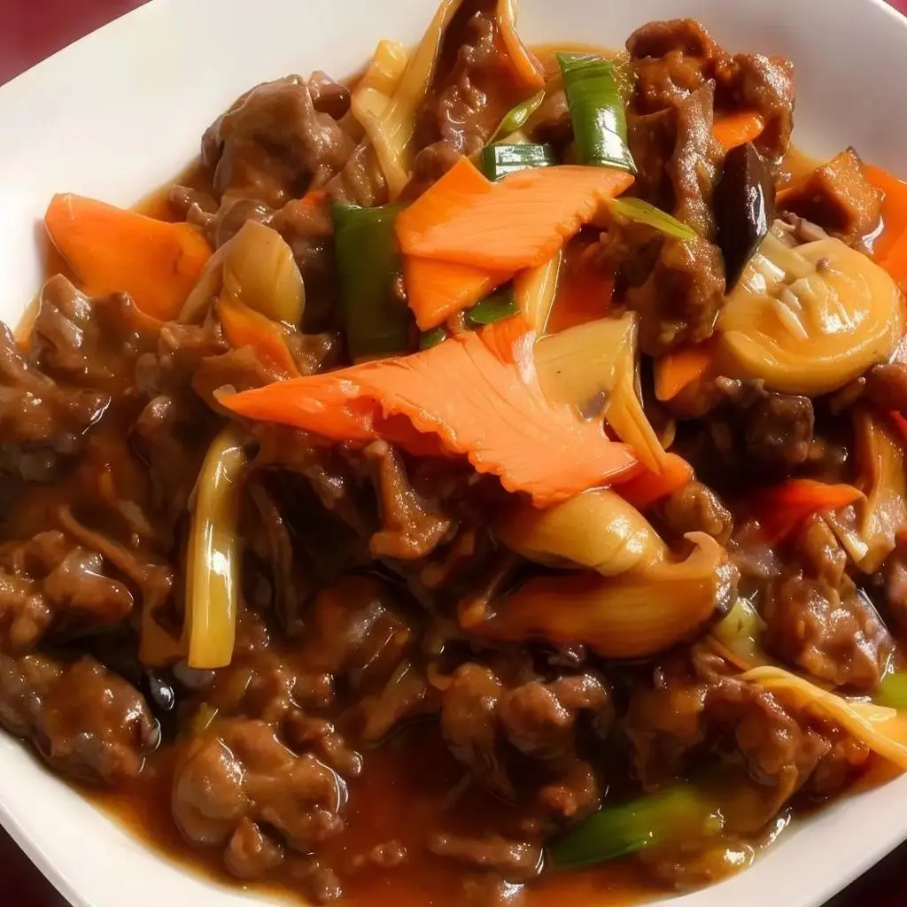 Lamb with Black Mushroom and Bamboo Shoots