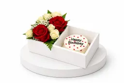 Basket of roses with cake