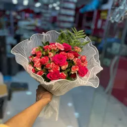 Mixed Bouquet with Fabric Wrapping