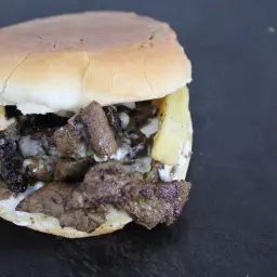 Round Sliced Liver with Cheese Sandwich