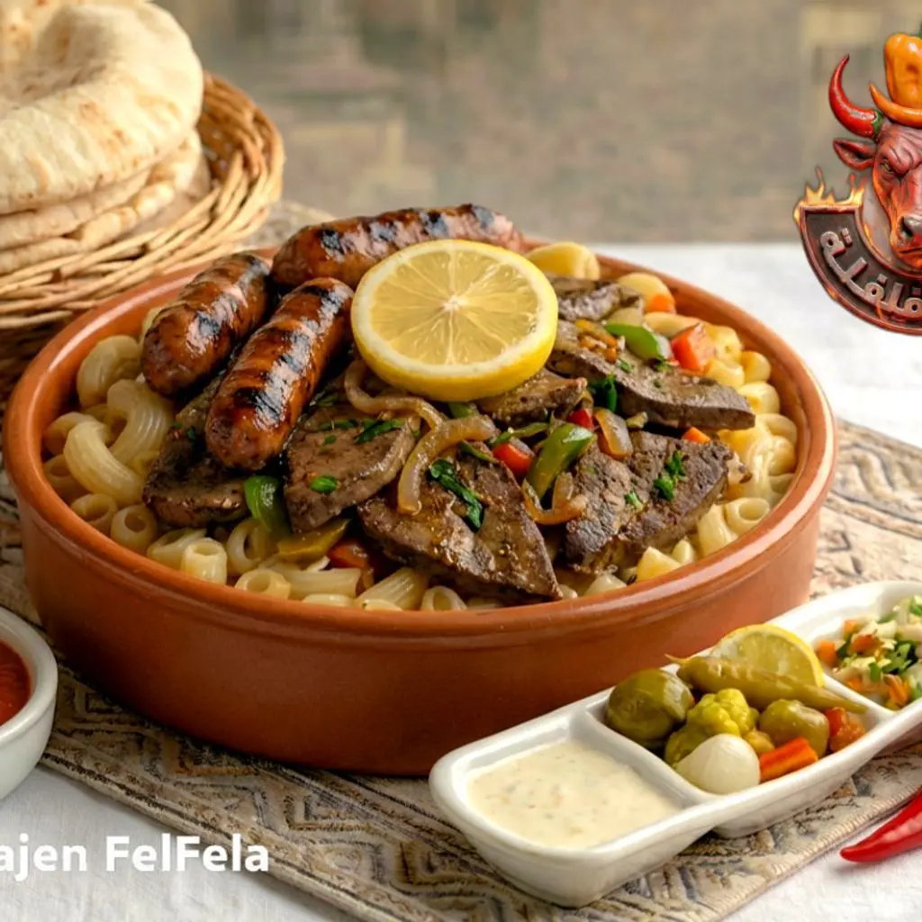 طاجن مكرونة سجق وكبدة