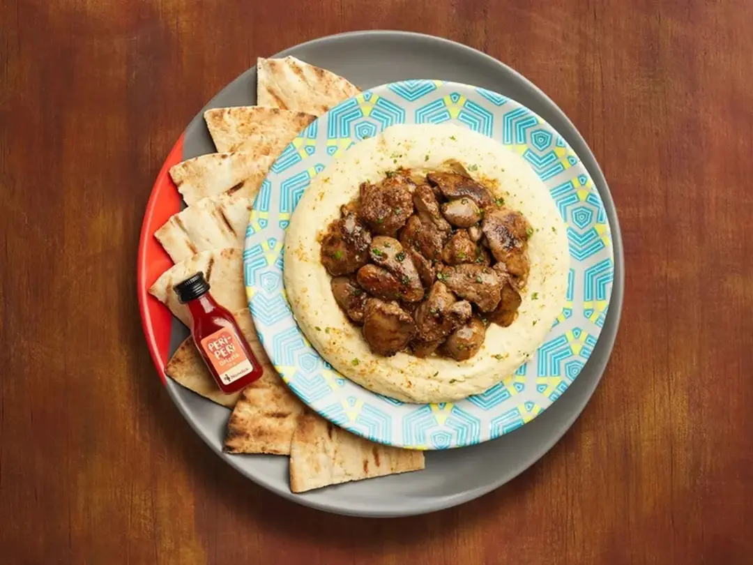 Hummus With Chicken Liver And Peridrizzle