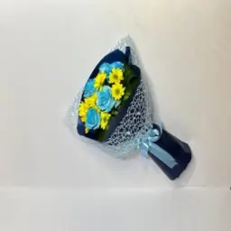 Blue Rose Bouquet with Chrysanthemum