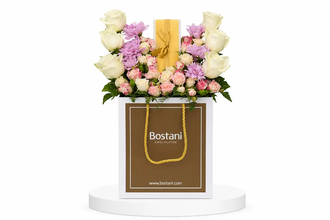 Chocolate gardener with roses