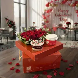 Luxury Love Box Roses Coffee and Cupcake