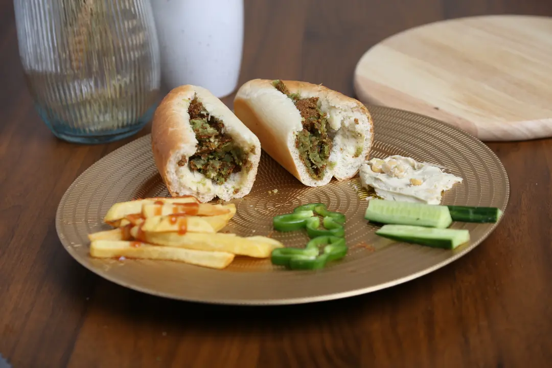 Unfolded Falafel Sandwich