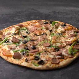 Sausage and vegetable pizza