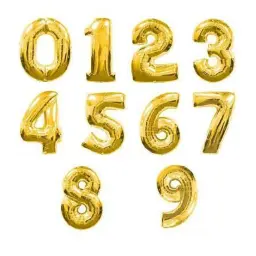 Gold Numbers Helium Balloon