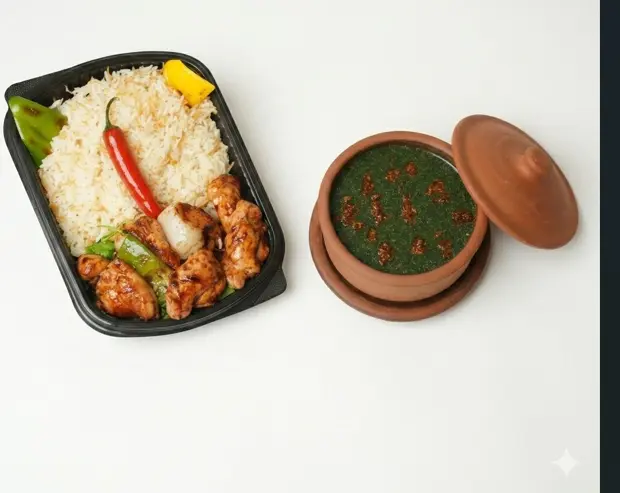 شيش طاووق + ارز شعرية + ملوخية
