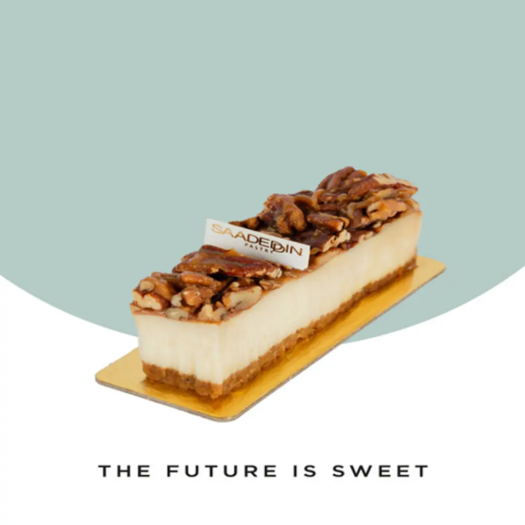 Pecan caramel cheesecake piece