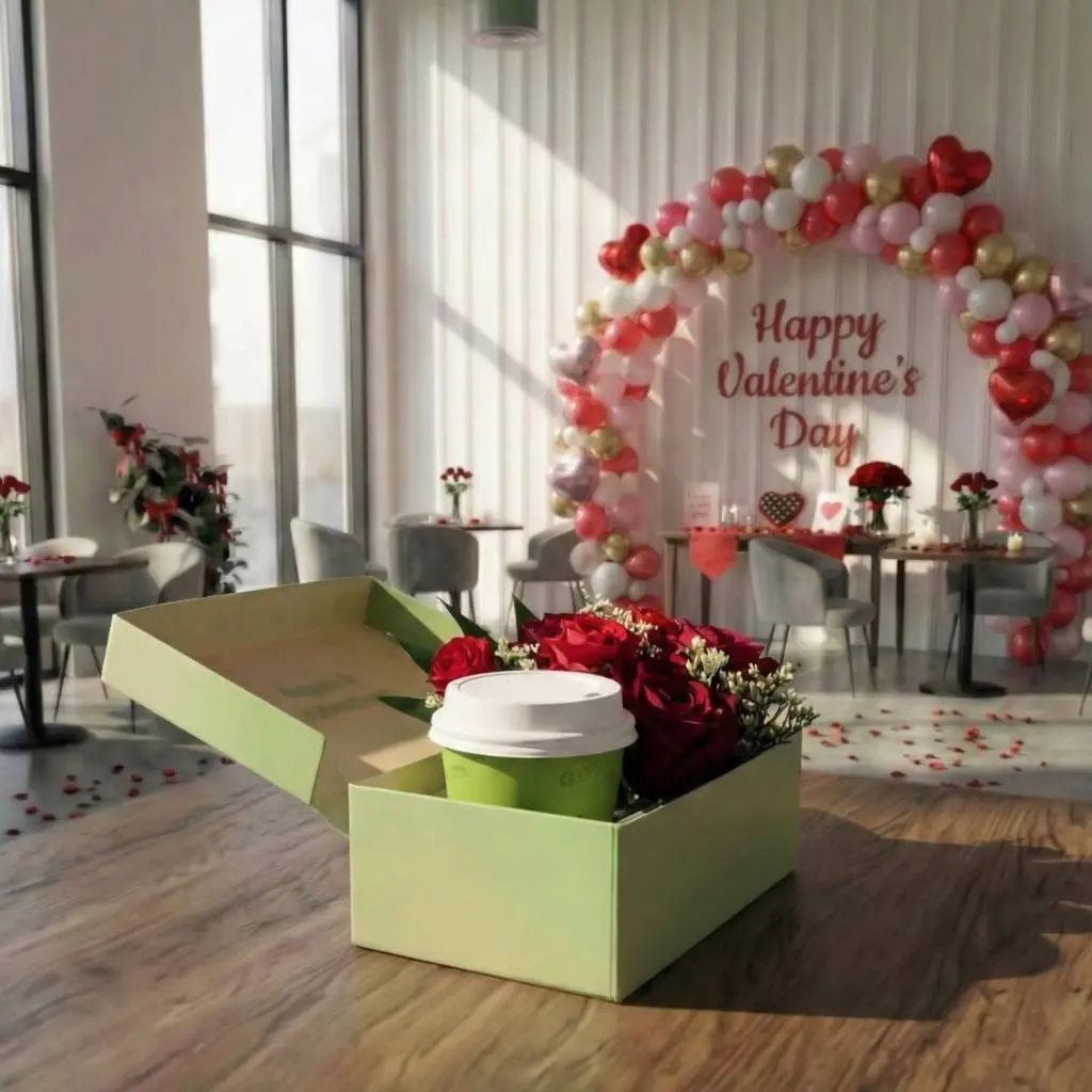 Valentine Coffee and Roses Box