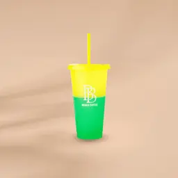مق المشروبات البارده البلاستيك الأصفر (١٦ اونص )