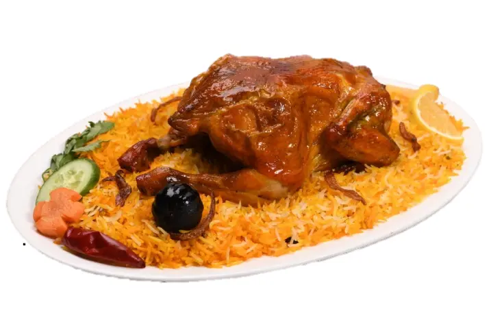 نص دجاج مندي - مع رز حراق