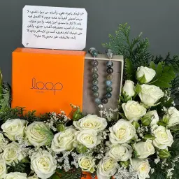 Agate Prayer Beads from AoopBrand with Flowers