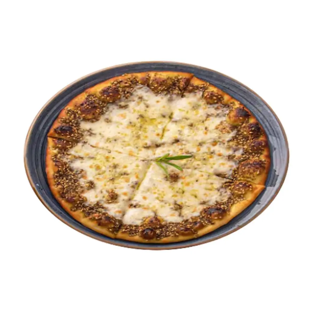 Zaatar Mankoushe with Vegetables and Kashkaval Cheese