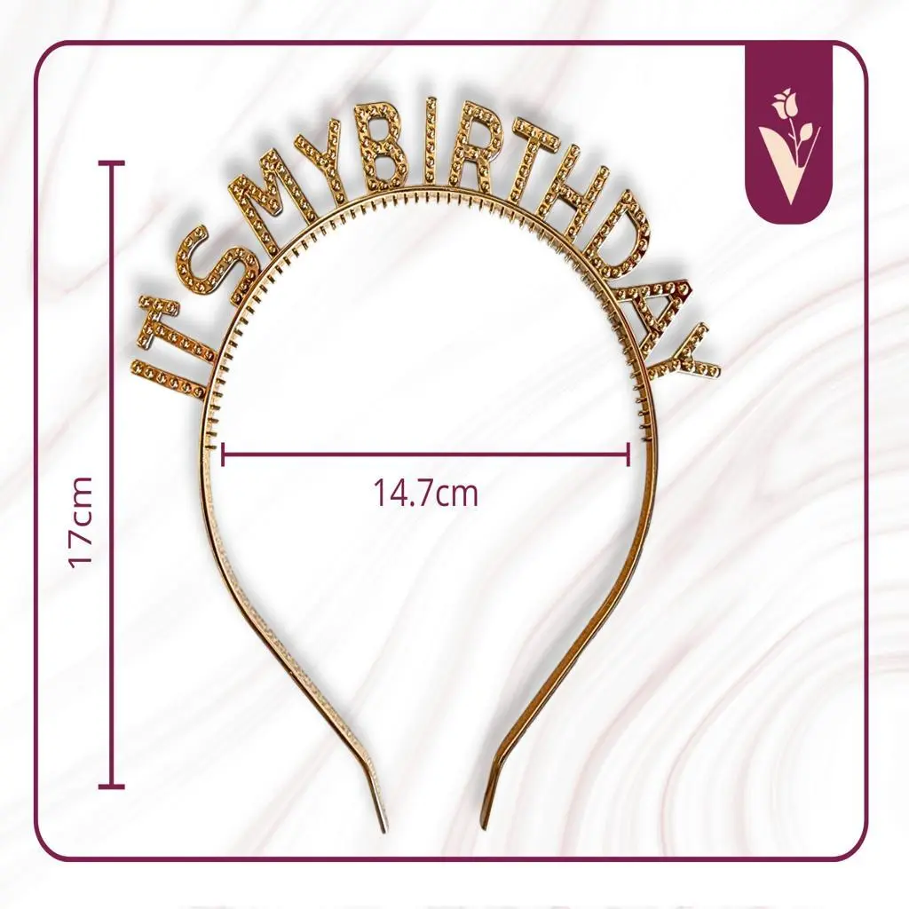 Its My Birthday Headbands - Gold