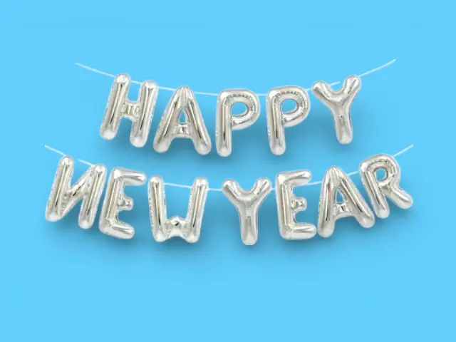 Small Happy New Year Silver Balloon 0285