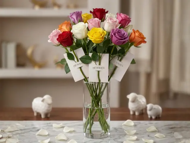 Flower Favor With Eid Mubarak Card